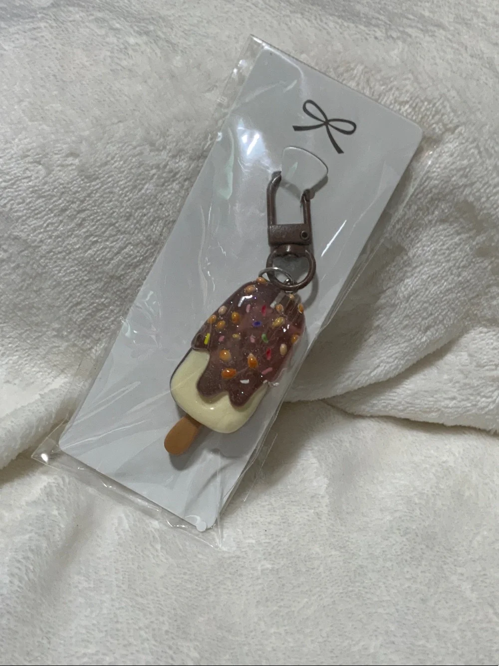Novelty Ice Cream Bar Keychain Charm - Brown & Cream
